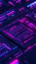 Neon Code Layers Vibrant Vector Art of Computer Programming, Geometric Shapes, Modern Design