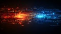 Neon Code Streams. Abstract Background With Vibrant Blue, Red Lines, Digits. Vector. Modern Design.