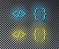 Neon coding signs vector isolated on brick wall. Block code, web, programming light symbol, decorati