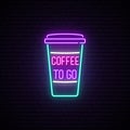 Neon coffee cup sign.