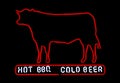 Neon Cold Beer and BBQ with Cow Photogaph Royalty Free Stock Photo