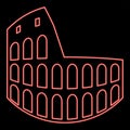 Neon coliseum red color vector illustration image flat style Royalty Free Stock Photo