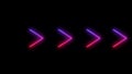 Neon color abstract red, blue and pink color Rightwards Arrow sign and symbol.