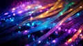 Neon color fiber optic cable. Neural network AI generated