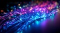 Neon color fiber optic cable. Neural network AI generated