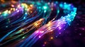 Neon color fiber optic cable. Neural network AI generated