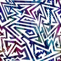 Neon color maze seamless pattern