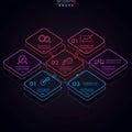 Neon-colored infographic with a geometric layout of stacked Royalty Free Stock Photo