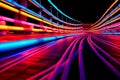 Neon colored race or speedway. Abstract. Generative AI