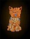 Neon colorful dog yorkshire terrier
