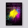 Neon colorful explosion paint splatter artistic covers design. D Royalty Free Stock Photo