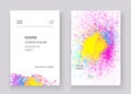 Neon colorful explosion paint splatter artistic covers design. Royalty Free Stock Photo