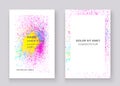 Neon colorful explosion paint splatter artistic covers design. Royalty Free Stock Photo