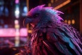 Neon colorful punk bird. Generate ai