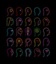 Human Head neon silhouettes