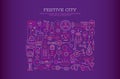 Festive City vector illustration