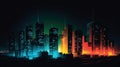 Neon coloured night city background