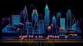 Neon coloured night city background