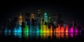 Neon coloured night city background