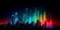 Neon coloured night city background