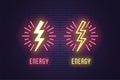 Neon composition set of Lightning bolt flash