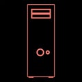 Neon computer case or system unit icon black color in circle red color vector illustration flat style image Royalty Free Stock Photo