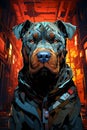 Neon Contemplation: Cyberpunk Chinese Shar-Pei