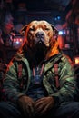 Neon Contemplation: Cyberpunk Chinese Shar-Pei