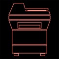 Neon copy machine Printer Copier for office Photocopier Duplicate equipment icon black color vector illustration flat style image Royalty Free Stock Photo