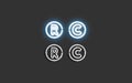 Neon copyright and registrated symbol, creative font mock up
