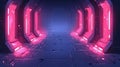 Neon Corridor, Futuristic Sci-Fi Scene Royalty Free Stock Photo
