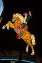 Neon Cowboy riding a horse in Las Vegas, Nevada, USA