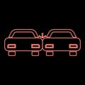 Neon crashed cars red color vector illustration flat style image