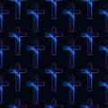 Neon cross geometric seamless pattern