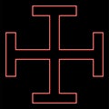 Neon cross gibbet resembling hindhead Cross monogram Religious cross red color vector illustration image flat style Royalty Free Stock Photo