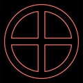 Neon cross round circle on bread concept parts body Christ Infinity sign in religious red color vector illustration image flat Royalty Free Stock Photo