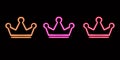 Neon Crown Set. glowing desktop icon, neon sticker, neon figure, glowing figure, neon geometrical figures