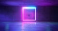 Neon cube tunnel way room background Royalty Free Stock Photo