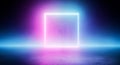 Neon cube tunnel way room background Royalty Free Stock Photo