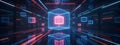 Neon Cubes in Cyber Space: Future Tech Visual Experience Royalty Free Stock Photo