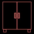 Neon cupboard or cabinet red color vector illustration image flat style