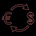 Neon currency exchange red color vector illustration image flat style