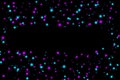 Neon cyan and purple dots on black background. Template with a place for your text. Abstract texture for web-design, digital print Royalty Free Stock Photo