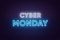 Neon Cyber Monday Banner. Text and Title of Cyber Monday