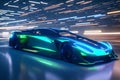 Neon Cyberpunk: Futuristic Car Glides Through the Vibrant Streets of a Cyber City