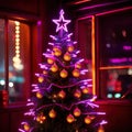 neon cyberpunk glowing christmas tree