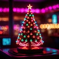 neon cyberpunk glowing christmas tree