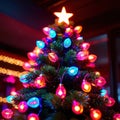 neon cyberpunk glowing christmas tree