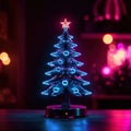 neon cyberpunk glowing christmas tree