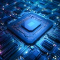 Neon cyberspace background , cpu and motherboard background . Royalty Free Stock Photo